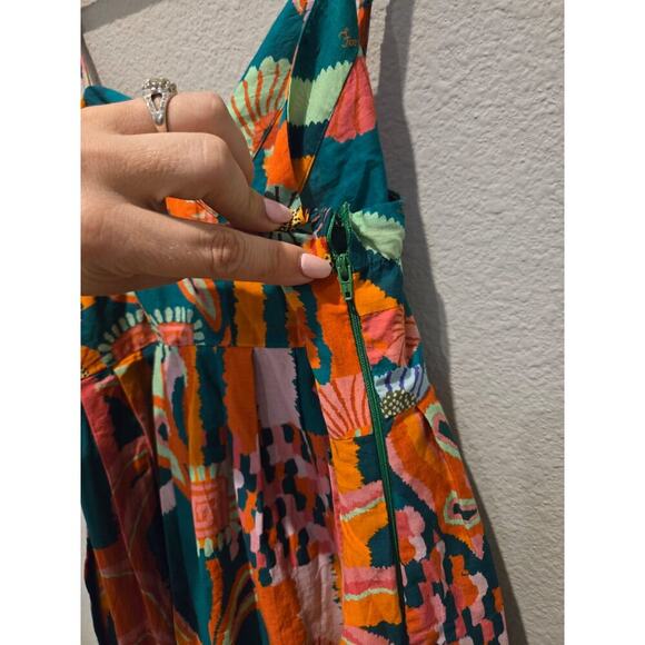 Farm Rio x Anthropologie Women's Pleated Palm Midi Dress Multicolor M - Picture 5 of 13